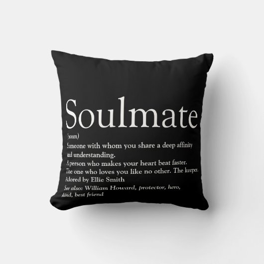Soulmate Definition Black en White Fun Kussen (Voorkant)
