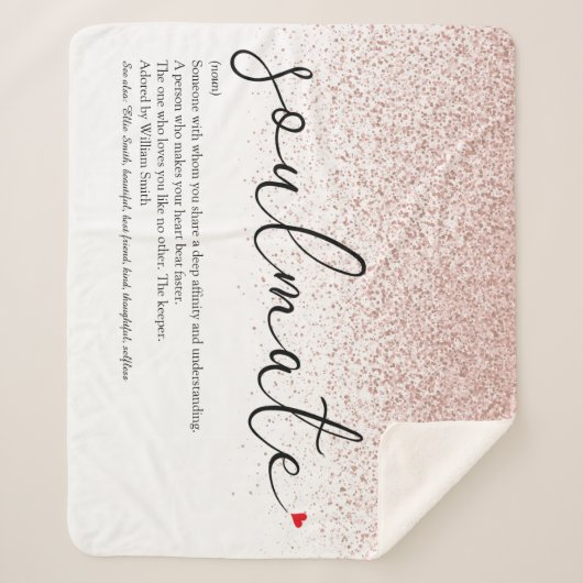 Soulmate Definition Love Heart Roos Gold Glitter S Sherpa Deken (Voorkant)