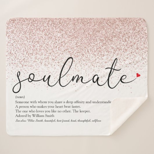 Soulmate Definition Love Heart Roos Gold Glitter S Sherpa Deken (Voorkant (horizontaal))