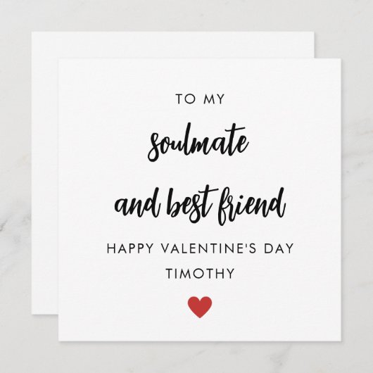 Soulmate En Beste Vriend Valentijnsdag Kaart (Voorkant / Achterkant)