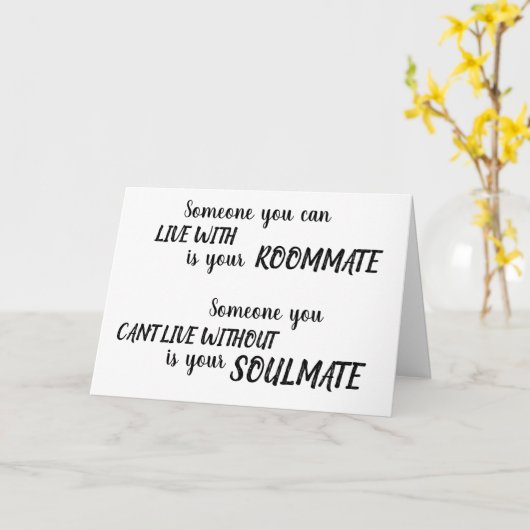 Soulmate Jubileum Brushstroke Script Romantisch Kaart (Gele Bloem)