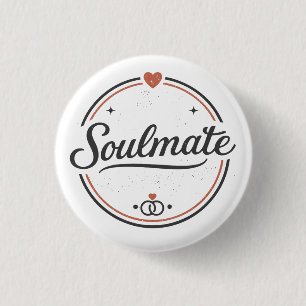 Soulmate Retro Liefde Minimalistisch (Licht) Koppe Ronde Button 3,2 Cm