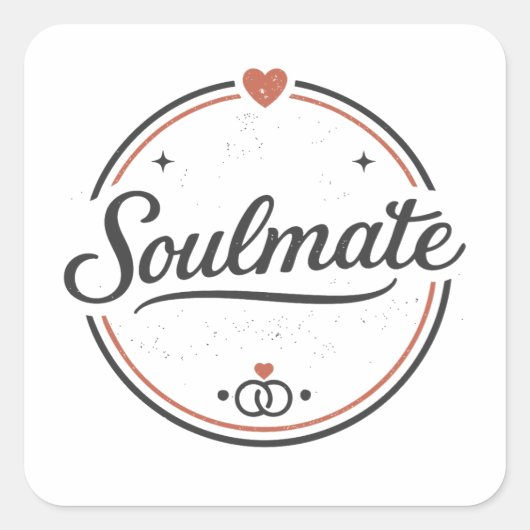 Soulmate Retro Love Minimal(Light) Couple Matching Vierkante Sticker (Voorkant)