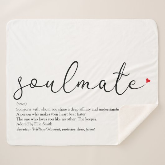 Soulmate Script Liefde Hart Definitie Sherpa Deken (Voorkant (horizontaal))