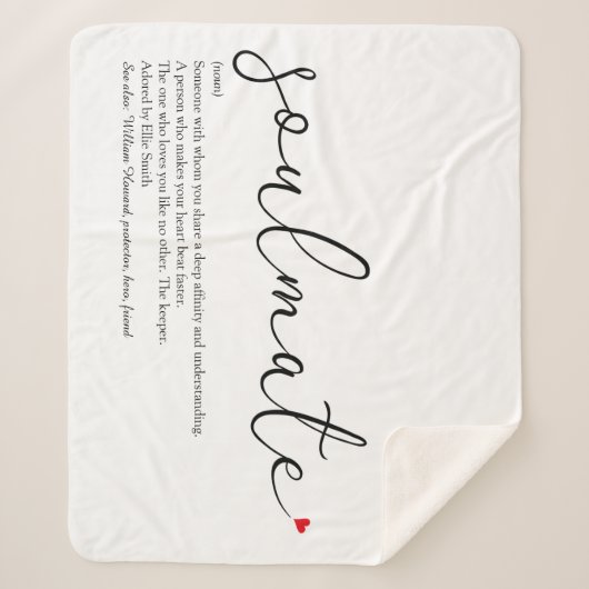Soulmate Script Love Heart Definitie Sherpa Deken (Voorkant)