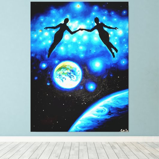 Soulmaten in het universum canvas afdruk (Insitu (Houten vloer))