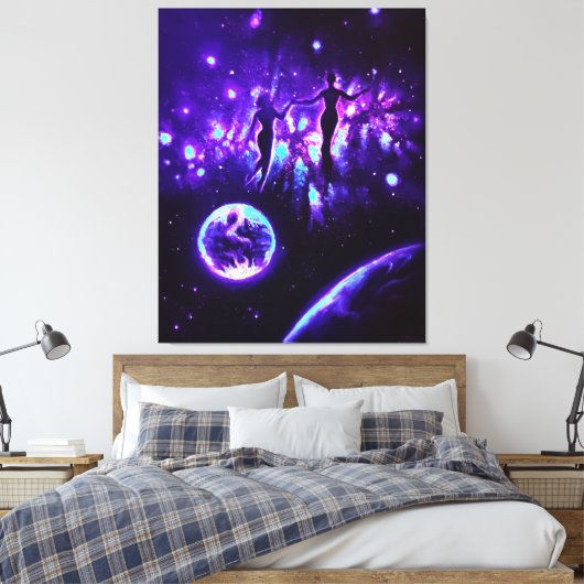 Soulmaten in het universum van de liefde canvas afdruk (Insitu (Slaapkamer))