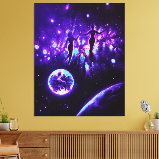 Soulmaten in het universum van de liefde canvas afdruk (Insitu (Woonkamer))