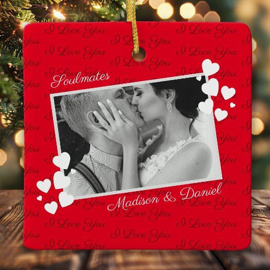 Soulmaten waar ik van hou, jullie persoonlijke fot keramisch ornament