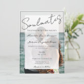 Soulmates foto bruiloft uitnodiging | witte overla (Staand voorkant)