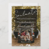 Soulmates foto bruiloft uitnodiging | zwarte bedek (Voorkant)