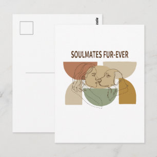 Soulmates Fur-Ever Hond Moeder Lijn Kunst Briefkaart