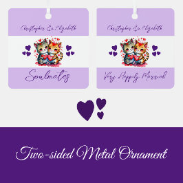 Soulmates schattige katten gelukkig getrouwd paars metalen ornament