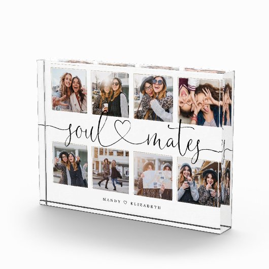 Soulmates Script Gift for Friends Photo Collage Fotoblokken (Rechts)