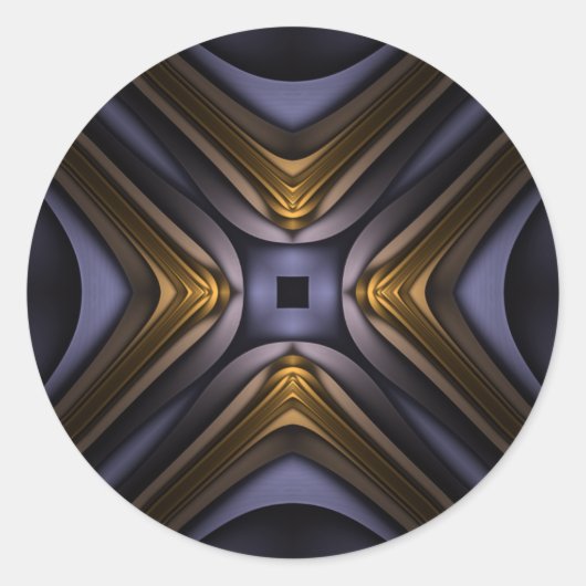 Soul's Essence Blue en Gold Abstract Ronde Sticker (Voorkant)