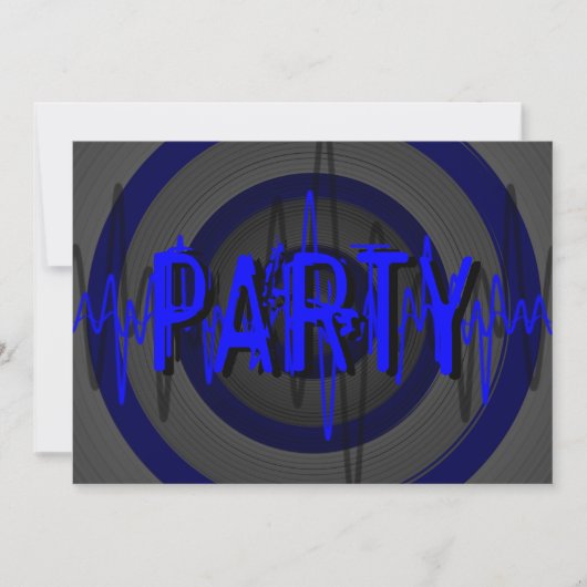 Sound Blue Dark 'PARTY' uitnodiging (Voorkant)