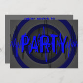 Sound Blue Dark 'PARTY' uitnodiging (Voorkant / Achterkant)