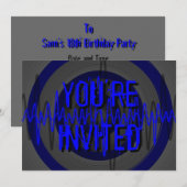 Sound Blue Dark 'You're Invited' uitnodiging (Voorkant / Achterkant)