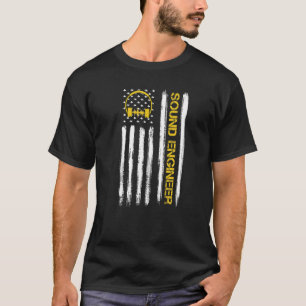Sound Engineer American Flag Audio Engineer Muziek T-shirt