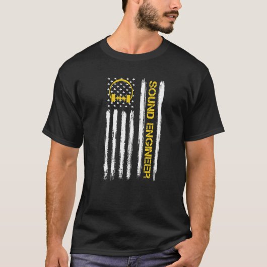 Sound Engineer American Flag Audio Engineer Muziek T-shirt (Voorkant)