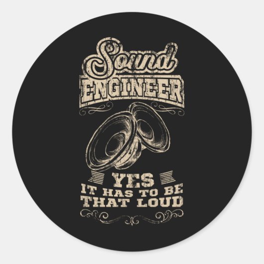 SOUND ENGINEER  Audio Engineering Sound Guy Ronde Sticker (Voorkant)