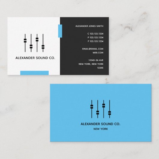 Sound Engineer, blauw 2019 | 2020 Visitekaartje (Voorkant / Achterkant)