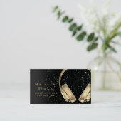 Sound Engineer Dee Jay Faux Black Glitter Visitekaartje (Staand voorkant)