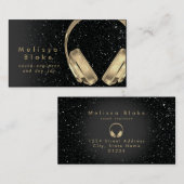 Sound Engineer Dee Jay Faux Black Glitter Visitekaartje (Voorkant / Achterkant)