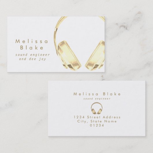 Sound Engineer Dee Jay Faux Gold Visitekaartje (Voorkant / Achterkant)