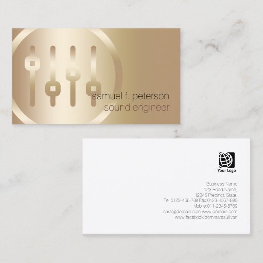 Sound Engineer Elegant Gold Volume Sliders pictogr Visitekaartje (Voorkant / Achterkant)