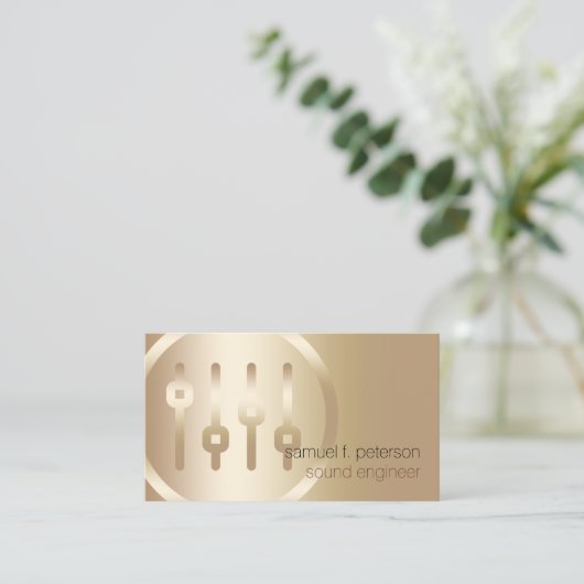 Sound Engineer Elegant Gold Volume Sliders pictogr Visitekaartje (Staand voorkant)