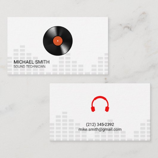 Sound Engineer Hoofdtelefoon Mixer Niveaus Vinyl Visitekaartje (Voorkant / Achterkant)