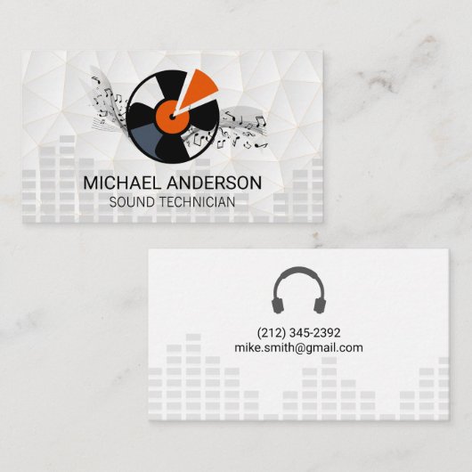 Sound Engineer | Hoofdtelefoons en vinyl Visitekaartje (Voorkant / Achterkant)