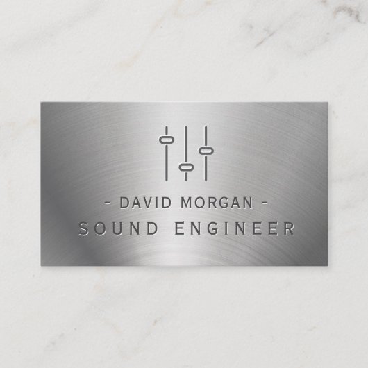 Sound Engineer Metal Business Card Visitekaartje (Voorkant)