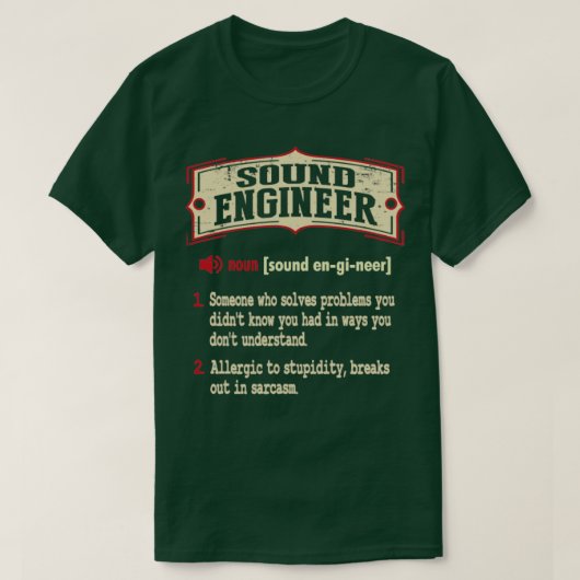 Sound Engineer Sarcastic Definition T-shirt (Design voorkant)