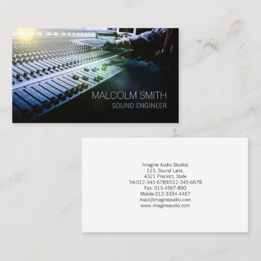 Sound Engineer Sound MiXing Console Visitekaartje (Voorkant / Achterkant)