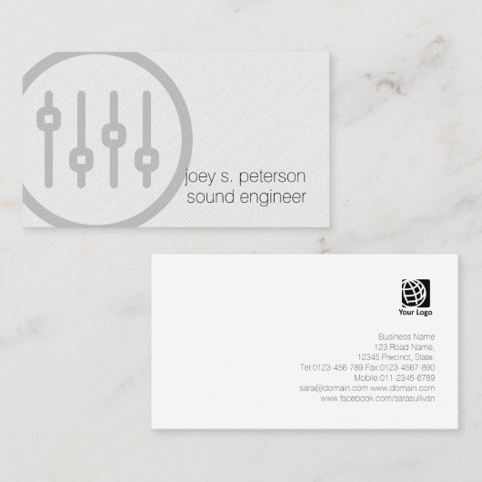Sound Engineer Vet Volume Sliders Pictogram Muziek Visitekaartje (Voorkant / Achterkant)