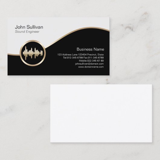 Sound Engineer Visitekaartje Gold Sound Wave Icon (Voorkant / Achterkant)