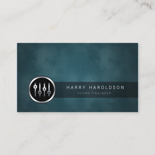 Sound Engineer Volume Sliders Grunge Visitekaartje (Voorkant)