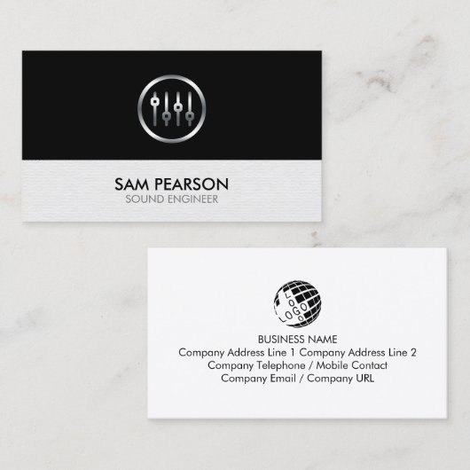 Sound Engineer Volume Sliders Icon Visitekaartje (Voorkant / Achterkant)