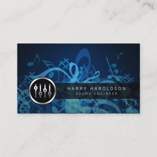 Sound Engineer Volume Sliders Pictogram Visitekaar Visitekaartje (Voorkant)