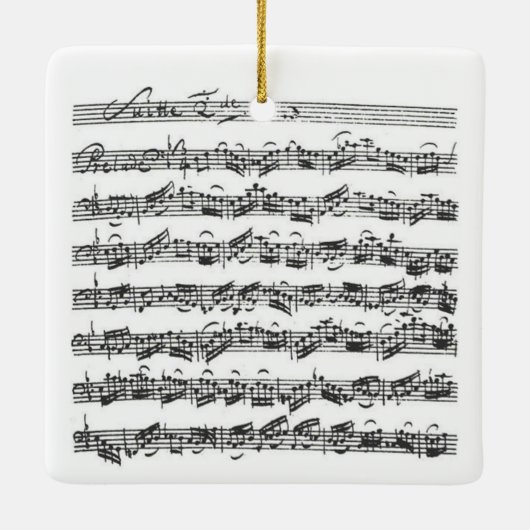 Sound Joyful Note Bach Suite Custom Text Keramisch Ornament (Achterkant)