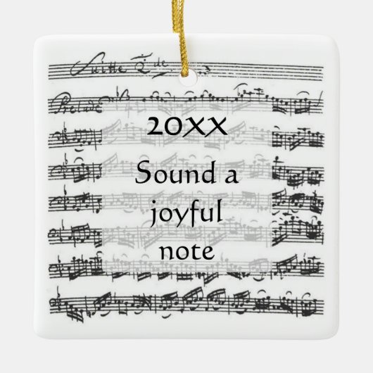 Sound Joyful Note Bach Suite Custom Text Keramisch Ornament (Voorkant)