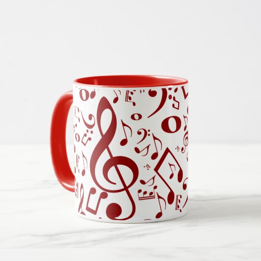 Sound Pattern Red Notes Mok (Voorkant links)