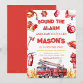 Sound the alarm Fire truck Firefighter Birthday Kaart (Voorkant / Achterkant)