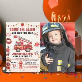 Sound the Alarm! Firefighter Birthday Boy Photo Kaart
