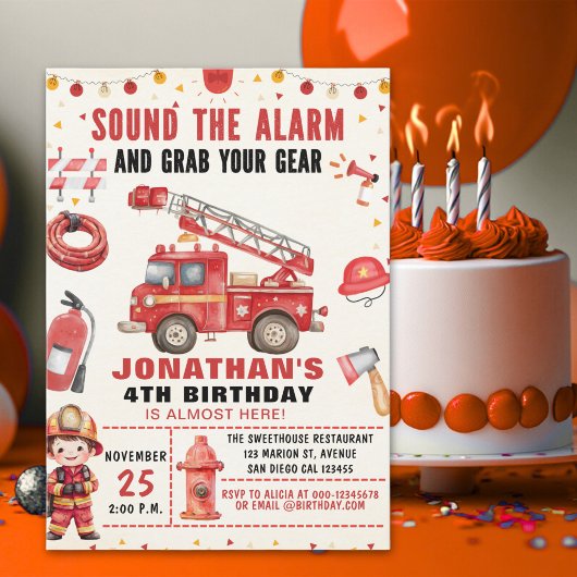 Sound the Alarm! Firefighter Birthday for Boys Kaart
