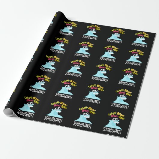 Sound Wave Funny Ocean Pun Dark BG Cadeaupapier (Uitgerold)