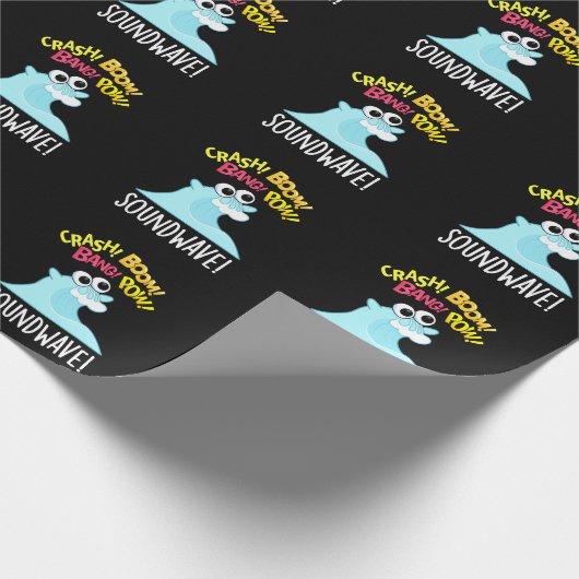 Sound Wave Funny Ocean Pun Dark BG Cadeaupapier (Hoek)