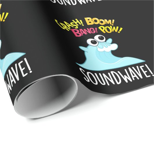 Sound Wave Funny Ocean Pun Dark BG Cadeaupapier (Rol Hoek)
